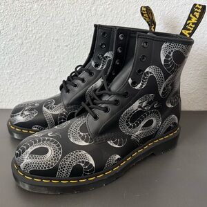 Dr. Martens Black Snake Print Boots